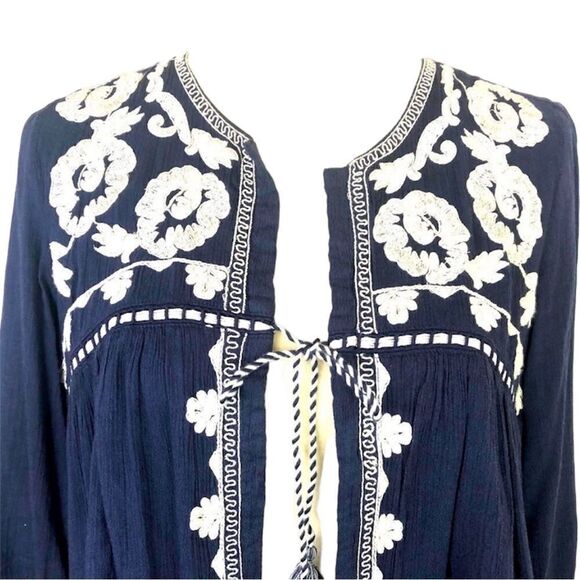 LUCKY BRAND EMBROIDERED SWING JACKET TIE FRONT - Picture 3 of 11